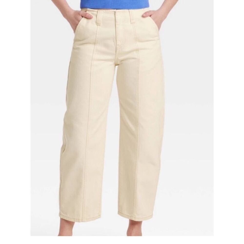 Universal Thread 6, 10, Cream Denim 26" Cropped Wide Leg Pants